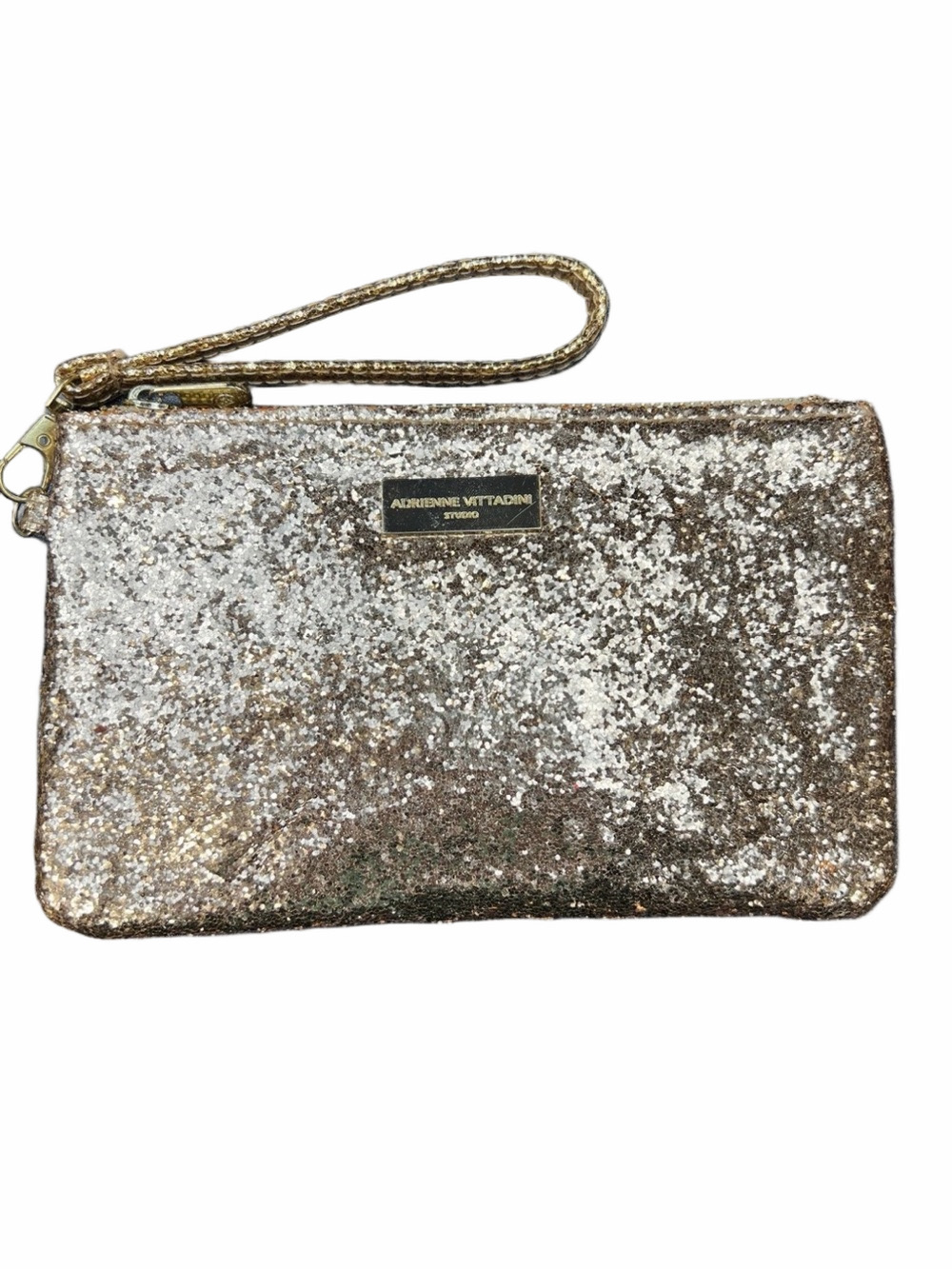 Adrienne Vittadini Gold Sequin Wristlet Small clutch Cocktail Party